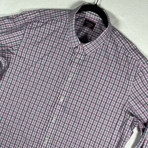 UNTUCKit Dolcetto WF Shirt Mens XL Tall Purple Blue Check Wrinkle Free Cotton XL